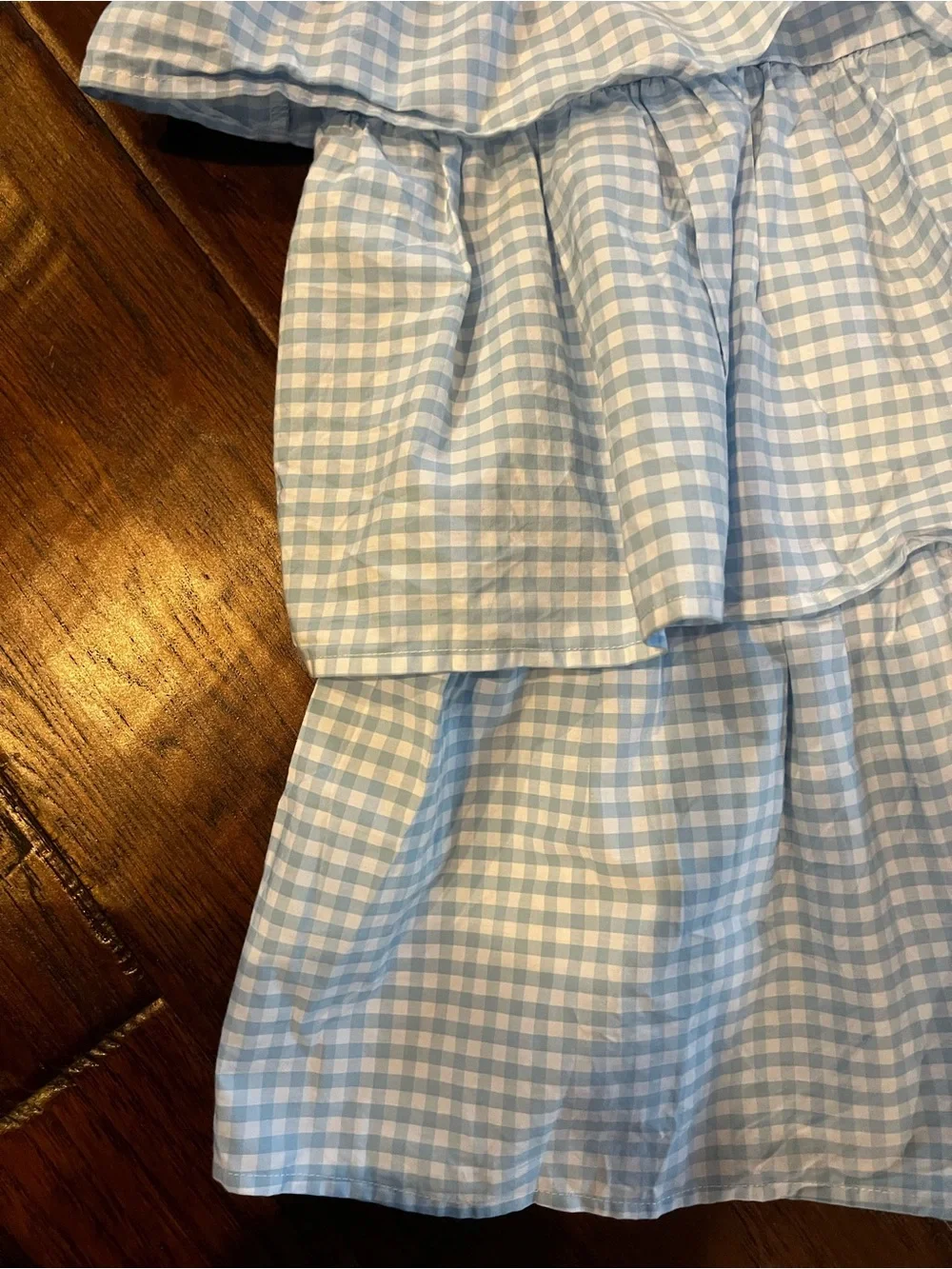 Who What Wear Blue Gingham Tiered Ruffle Mini Dress XS Sleeveless Cottagecore